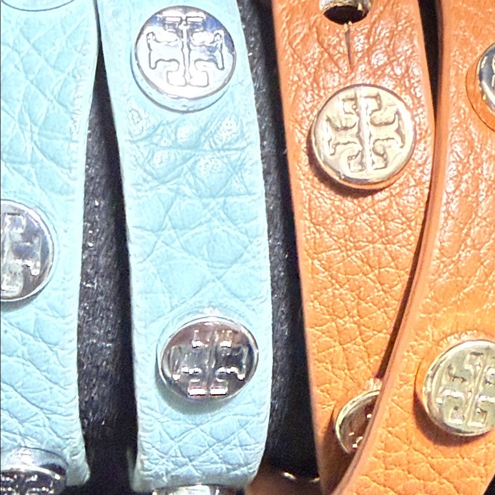 Set of 2 Tory Burch Leather Wrap Bracelets